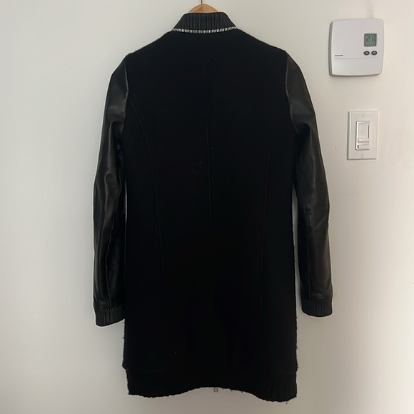 LAMARQUE black bouclé wool and leather coat, size XS - Picture 7 of 10